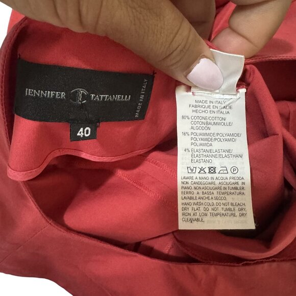 Jennifer Tattanelli Women's Red Pleated Zipper Sleeveless Knee Length Dress 40 - Picture 8 of 8